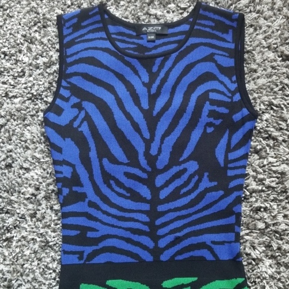 Azim blue and Green Bodycon Dress sz Small - Picture 3 of 5